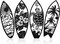 4 Pcs Metal Surf Board Wall Decor Summer Tropical Metal Surfboard Beach Signs Tropical Palm Tree Art Turtle Decoration Summer Wall Decor for Door(Black)